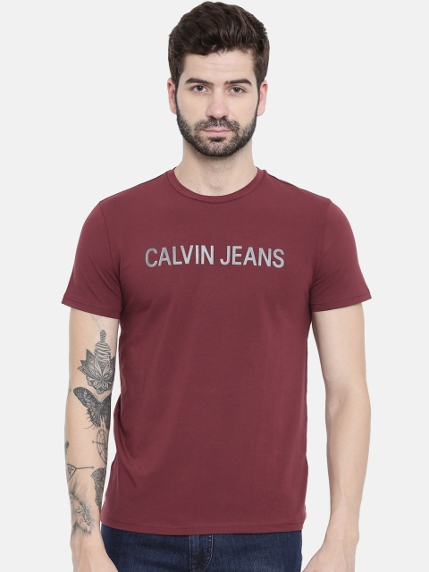 

Calvin Klein Jeans Men Maroon Printed Round Neck T-shirt