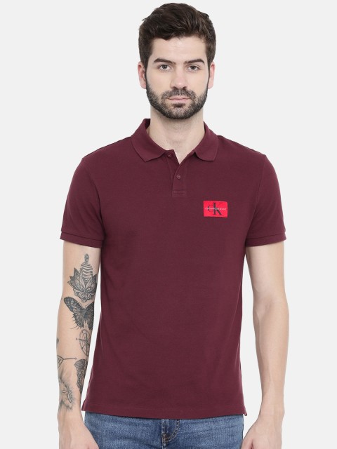 

Calvin Klein Jeans Men Maroon Solid Polo Collar T-shirt