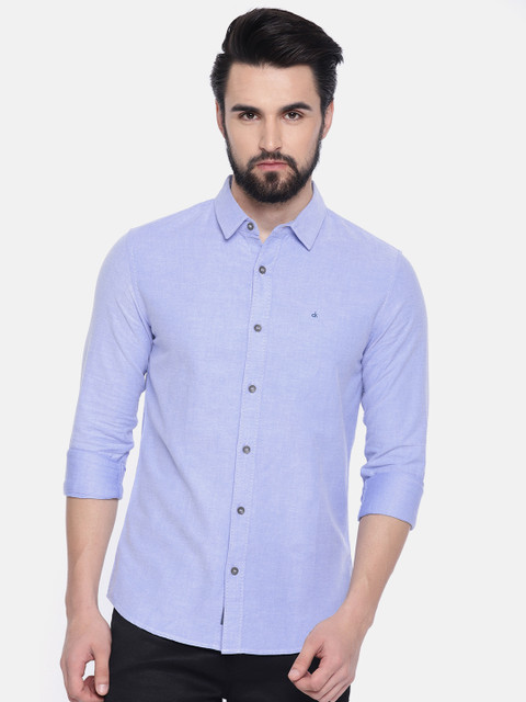 

Calvin Klein Jeans Men Blue Slim Fit Oxford Solid Casual Shirt