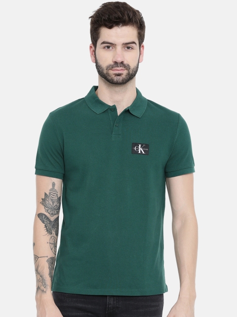 

Calvin Klein Jeans Men Green Solid Polo Collar T-shirt