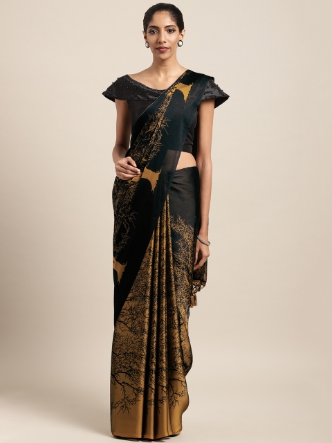 

Satrani Black & Yellow Printed Saree