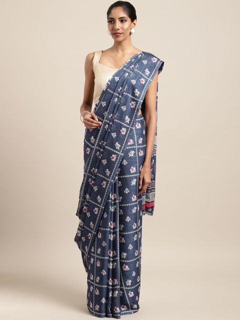 

Satrani Grey Printed Poly Chiffon Saree