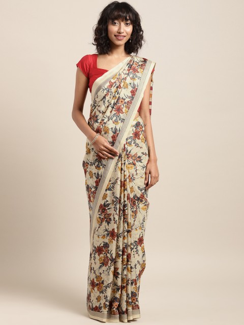 

Satrani Beige Printed Art Silk Saree