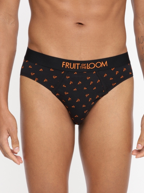 

Fruit of the loom Men Black & Rust Orange Quirky Printed Briefs MHB14-A3P1