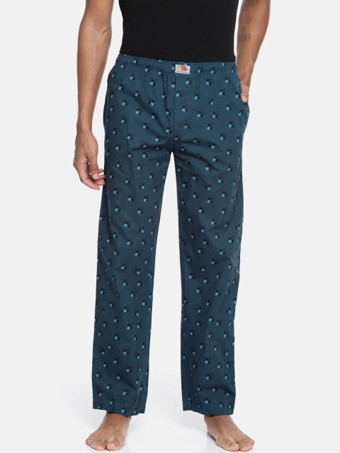 

Fruit of the loom Men Teal Blue Printed Knit Lounge Pants MPP01-A3P3