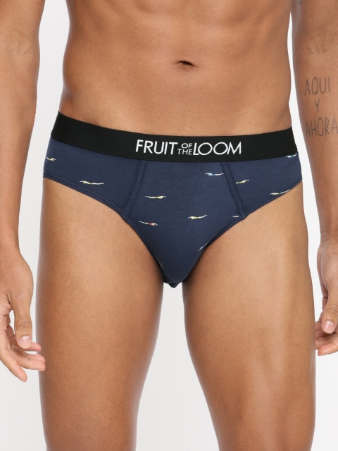 

Fruit of the loom Men Navy Blue Quirky Printed Briefs MHB14-A4P2