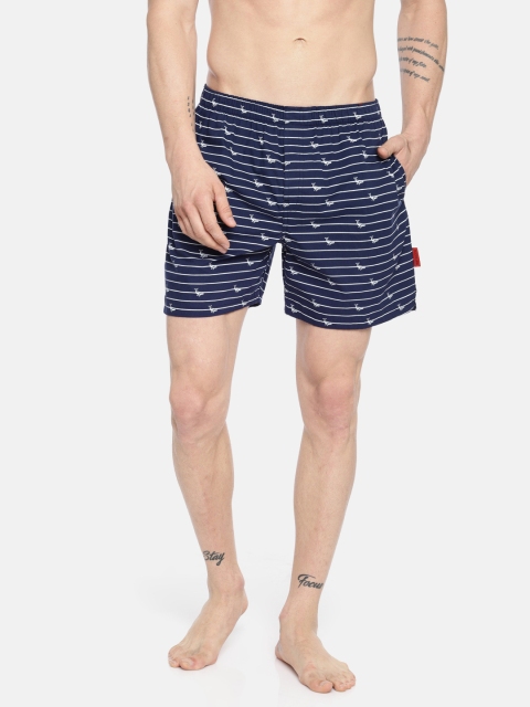 

Fruit of the loom Mens Navy & White Striped Boxer MBS03-A4P5, Navy blue