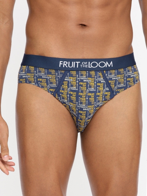 

Fruit of the loom Men Blue & Yellow Printed Briefs MHB14-A3P2