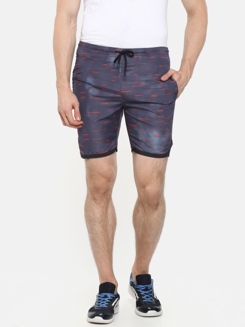

Sweet Dreams Men Charcoal Grey & Orange Printed Sports Shorts