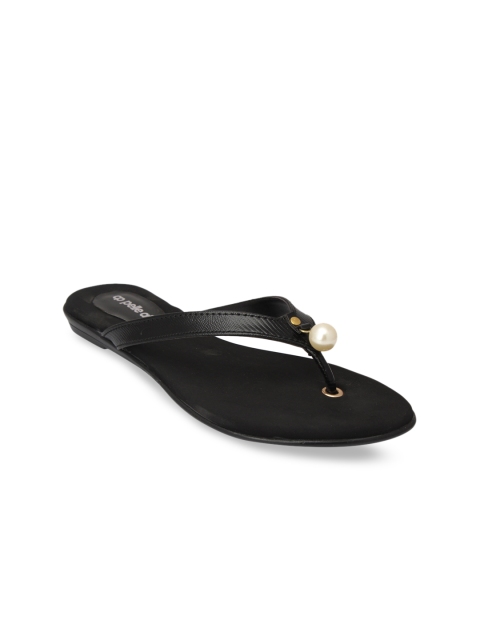

pelle albero Women Black Solid Open Toe Flats