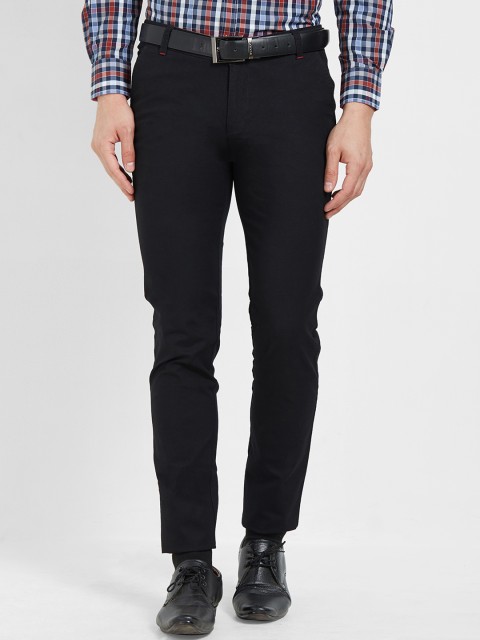 

Solemio Men Black Slim Fit Solid Formal Trousers