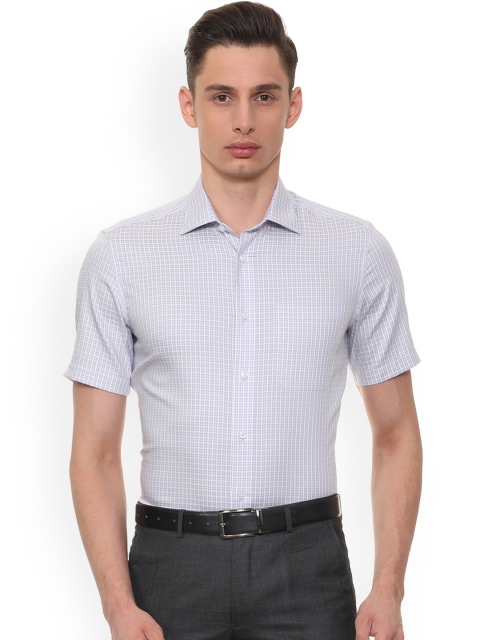 

Louis Philippe Men Grey & Blue Regular Fit Checked Formal Shirt