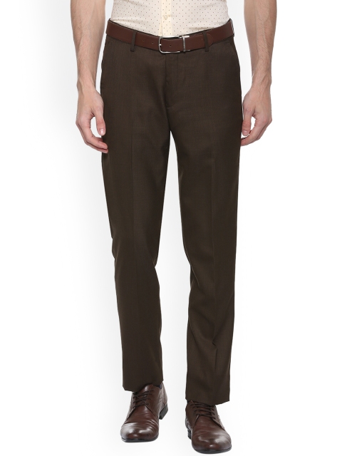 

Louis Philippe Men Brown Slim Fit Solid Formal Trousers
