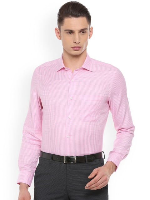 

Louis Philippe Men Pink Regular Fit Checked Permapress finest wrinkle free Formal Shirt