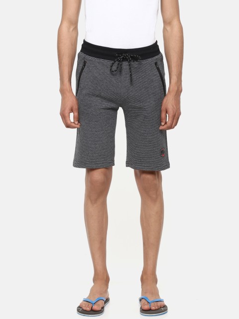 

Sweet Dreams Men Black & Charcoal Grey Striped Lounge Shorts MK-1635A9