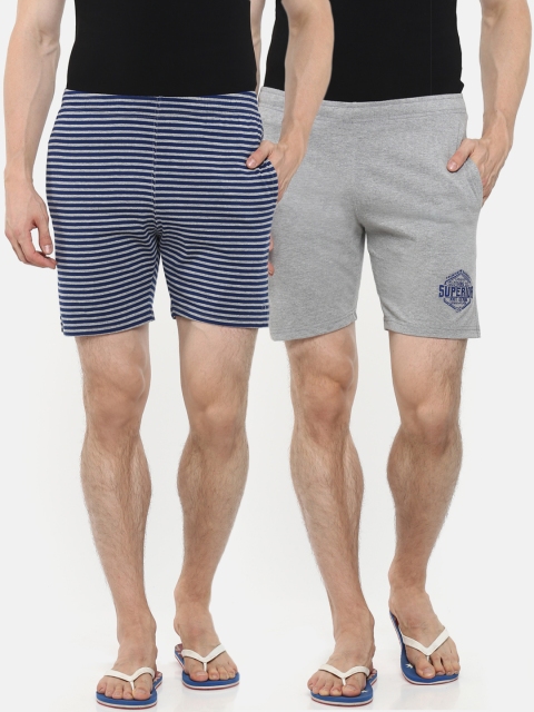 

Sweet Dreams Men Pack of 2 Lounge Shorts MS-1682A9, Grey melange