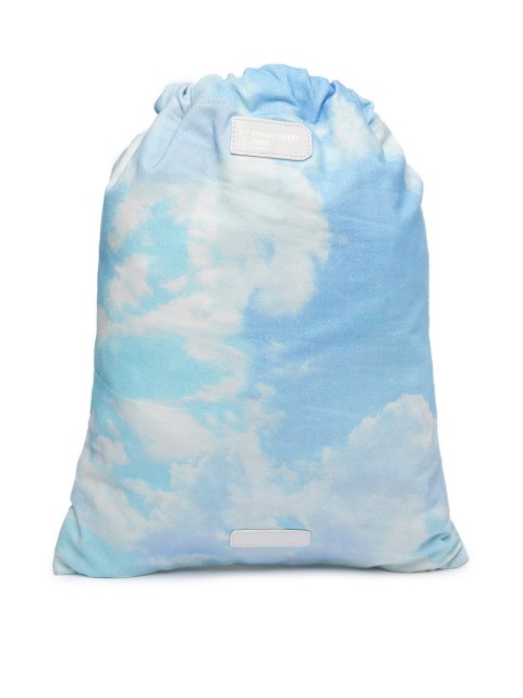 

Hidesign Men White & Blue Printed Leather Backpack