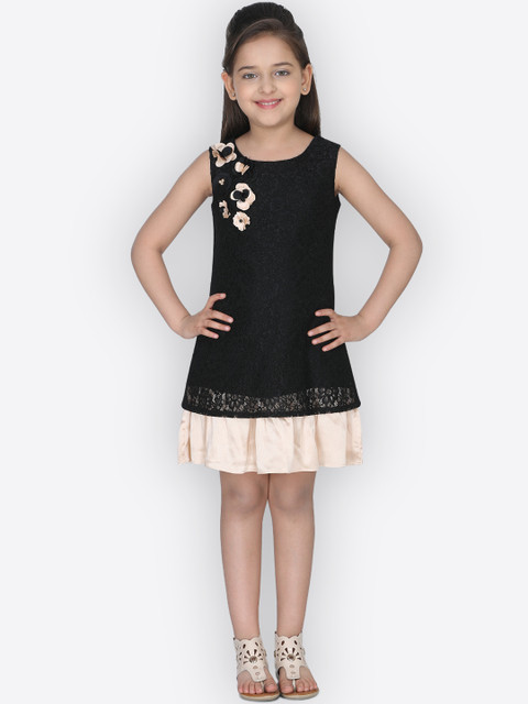 

CUTECUMBER Girls Beige Self Design Sheath Dress
