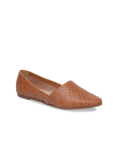 

ALDO Women Brown Textured Leather Ballerinas