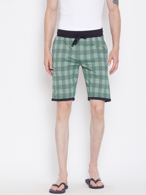 

Sweet Dreams Men Olive Green Checked Lounge Shorts MK-166518