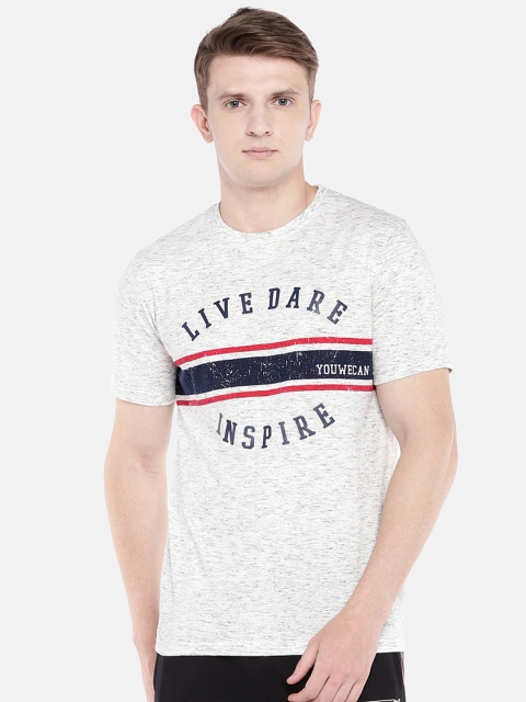 

YWC Men Off-White Printed Round Neck T-shirt