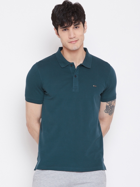 

Sweet Dreams Men Teal Green Solid Polo Collar Lounge T-shirt MT-1807A9