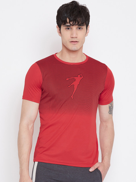 

Sweet Dreams Men Red & Black Striped Round Neck T-shirt