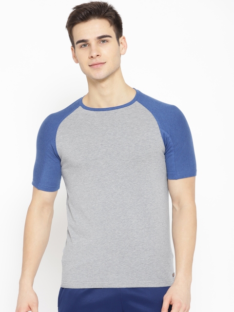 

Sweet Dreams Men Grey Melange & Blue Solid Lounge T-shirt MT-1761A9