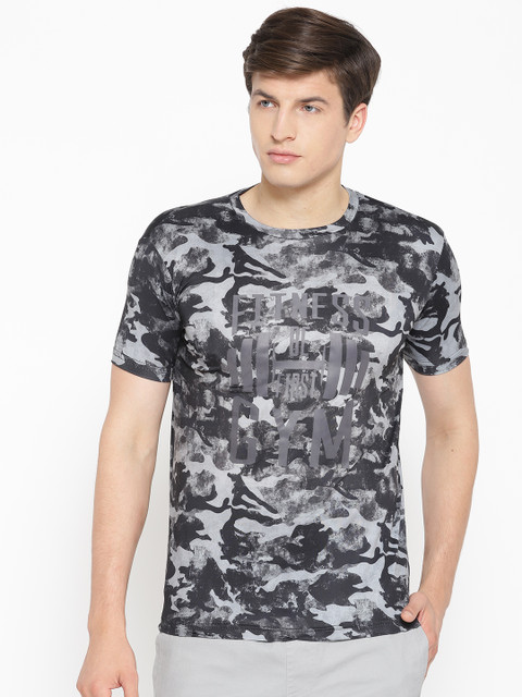 

Sweet Dreams Men Grey & White Camouflage Print Round Neck T-shirt MT-1873A9