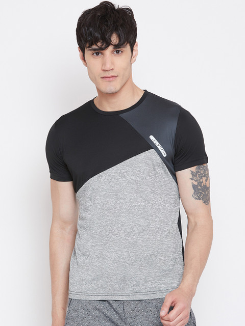 

Sweet Dreams Men Black & Grey Melange Colourblocked Lounge T-shirt MT-1854A9