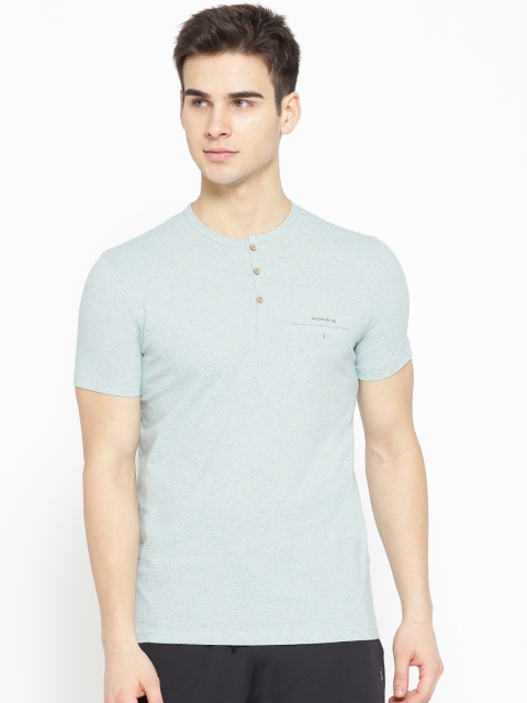 

Sweet Dreams Men Blue Solid Lounge Henley Neck T-shirt MT-1782A9
