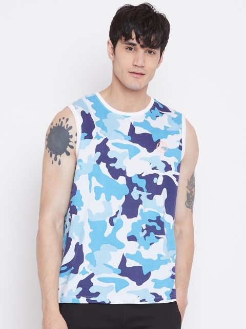 

Sweet Dreams Men Blue & White Camouflage Print Lounge T-shirt MT-181618