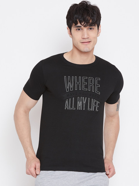 

Sweet Dreams Men Black Emboss Print Lounge T-shirt MT-1777A9