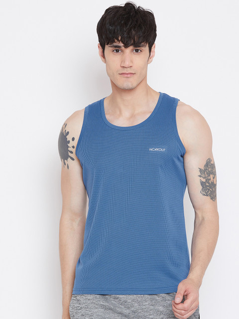 

Sweet Dreams Men Blue Checked Round Neck Training T-shirt