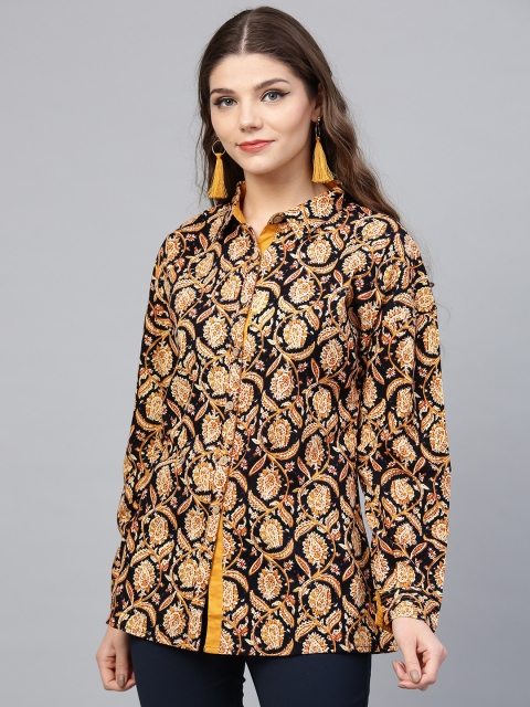 

Shree Women Black & Beige Regular Fit Printed Casual Shirt