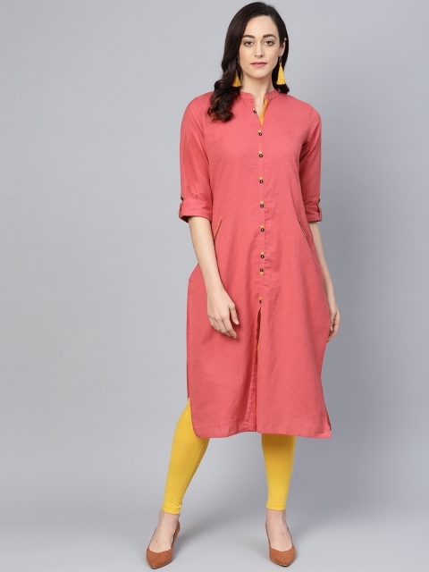 

Shree Women Pink Solid Straight Kurta