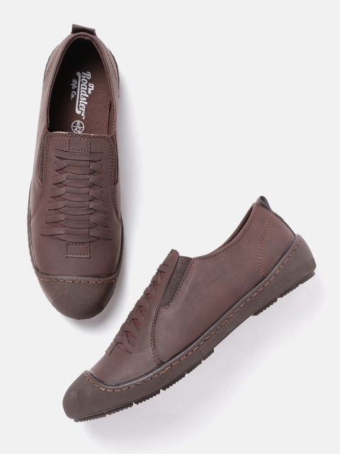 

Roadster Men Coffee Brown Textured Slip-On Sneakers