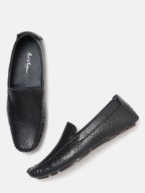 

Mast & Harbour Men Navy Blue Snakeskin Textured Loafers
