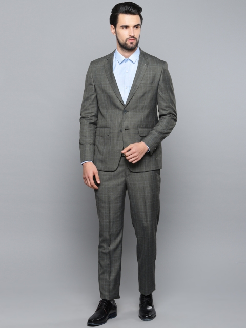 

Louis Philippe Men Grey & White Checked Single-Breasted Slim Fit Formal Suit
