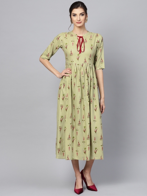 

GERUA Women Green Printed A-Line Dress
