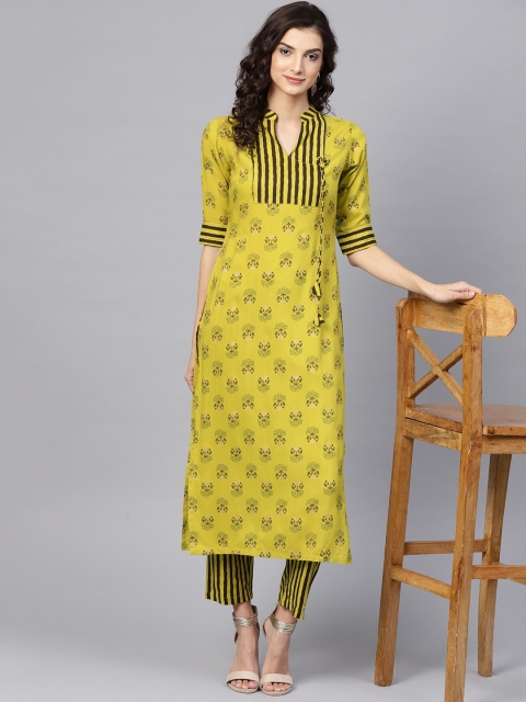 

GERUA Women Green & Brown Printed Kurta with Trousers