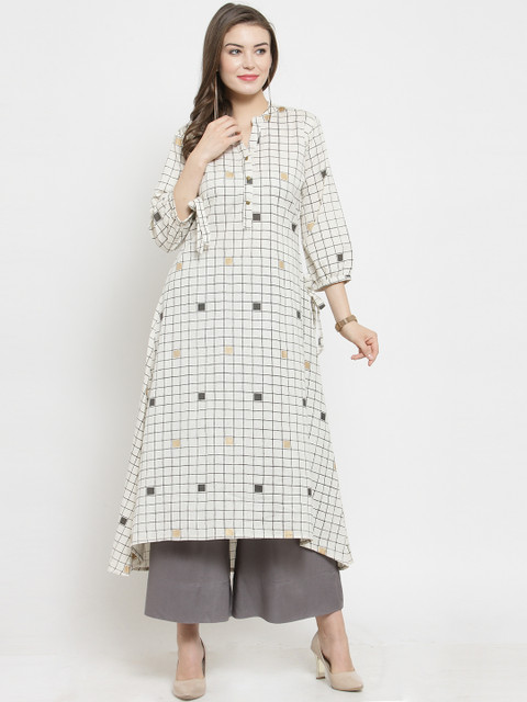 

Varanga Women Off-White & Grey Printed Kurta with Palazzos
