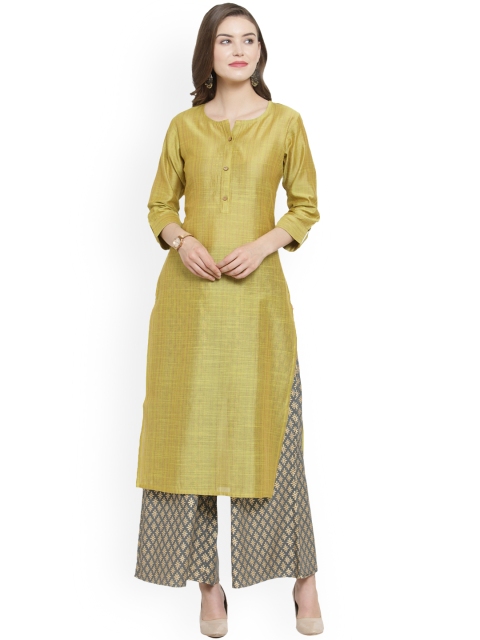 

Varanga Women Lime Green & Grey Solid Kurta with Palazzos