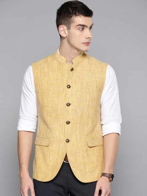 

Louis Philippe Men Beige Slim Fit Self Design Nehru Jacket