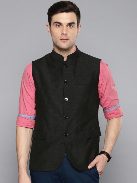 

Louis Philippe Men Black Slim Fit Solid Nehru Jacket