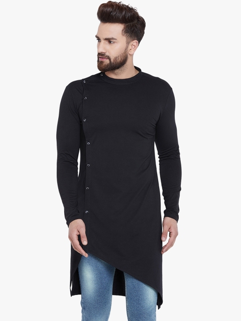 

CHILL WINSTON Men Black Solid Straight Kurta