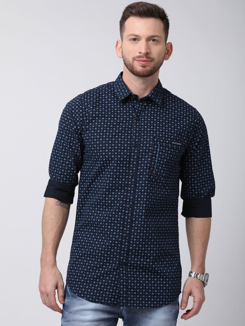 

NO NEXT Men Navy Blue Custom Tailored Fit Printed Casual Shirt