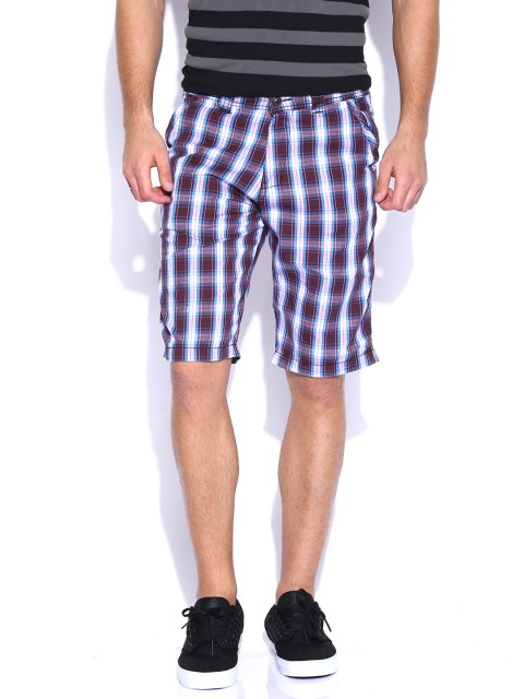 

Sports52 Wear Burgundy & White Checked Casual Shorts