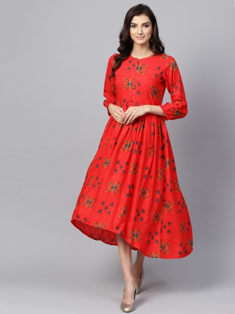 

GERUA Women Red Printed A-Line Dress