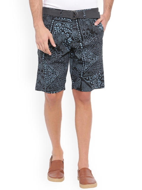 

WITH Men Navy Blue Printed Regular Fit Chino Shorts